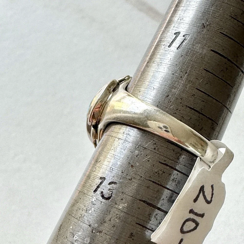 Navajo Mens Band Turquoise Ring Sz 12 Signed AT 19mm Native American Blue‎